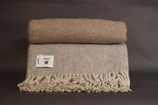 Wolldecke 160 x 130cm 100% reine Neuseeländiche Schurwolle Mehrfarbig Braun/Blau