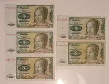 Banknoten 5x 5 DM 1960/1980