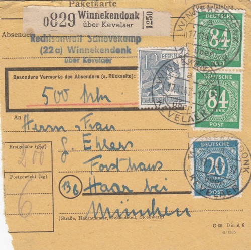 Paketkarte 1947 rechtsanwalt - 1947:,
