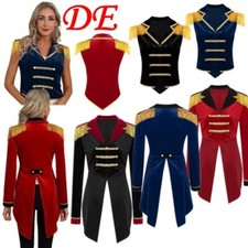 DE iEFiEL Damen Zirkus Kostüm Jacke Mantel Ringmaster Blazer Samt Smoking Kostüm