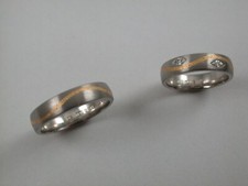 schwere Trauringe Platin 950 / Gelbgold 750 Johann Kaiser Hainbung