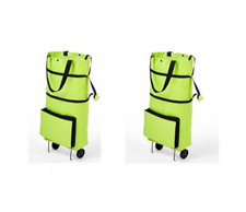 Rolltasche Grün Rollkoffer Reisetasche faltbar Schultergurt Maxi Courses 2er Set