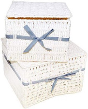 DRULINE 2tlg. Korbset - Aufbewahrungskorb mit Deckel - Rattanbox -Aufbewahrungsb