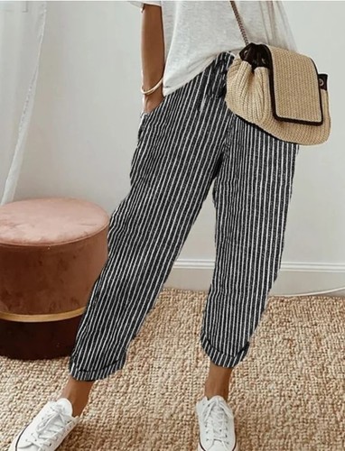 Damen leinenhose gestreift - damen,