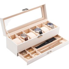 Uhrenbox 6 Fächer Glasdeckel