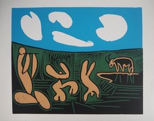 Pablo Picasso: Bacchanal, Tänzer Und Stier - Linolschnitt