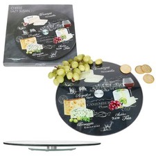 World of Cheese Käseplatte drehbar Ø32cm Glas Wurst Fingerfood Servier-Tablett