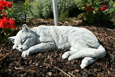 Steinfigur Katze schlafend Gross Frostfest Gartenfigur Deko Steinguss 