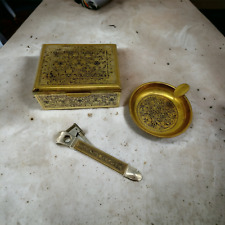 Zigarren Set Metall Holz Schatulle Zigarrenschneider Aschenbecher Vintage 1471⭐