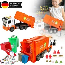 Müllwagen mit 4 bunten Mülltonnen Recycling LKW-Modell Spielfahrzeug Kinder DHL