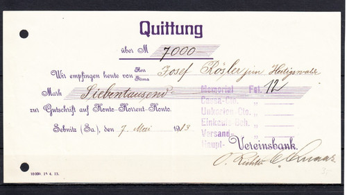 Sebnitz quittung über 7000 - über,