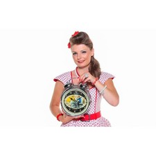 XXL Chrom Wecker Wanduhr Uhr Standuhr im Retro Moped Design der 50er 60er Jahre