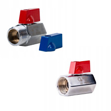 Mini Kugelhahn 1/2" Chrom  Innengewinde - Aussengewinde  Rot Blau