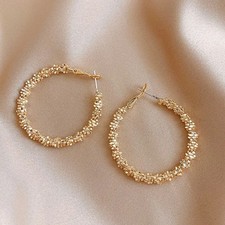 Damen Creole Ohrringe 925 Silber Ohrnadel vergoldet Elegante Kreis Ohrringe