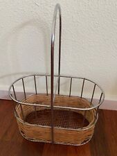 Flaschen Korb  Flaschenkorb 2 Flaschen Vintage Retro Rattan Metall