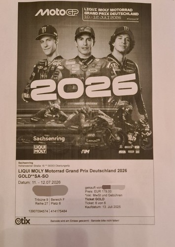 Motogp ticket sachsenring - ticket,