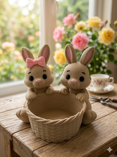 Hasen pärchen mit korb - mit,