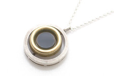 Halskette 925 Sterling SILBER silver Onyx Anhänger necklace vergoldet argent