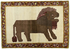 Handgeknüpfter Gabbeh Nomaden-Teppich 156x108 cm – Handgeknüpft – Tiermotiv -Rug