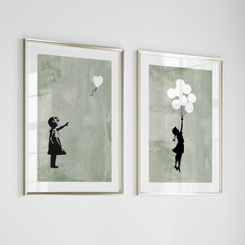 2er set banksy herz - herz, ballon