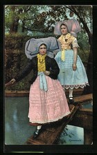 Ansichtskarte Zwei junge Frauen in Tracht aus dem Spreewald 1913 