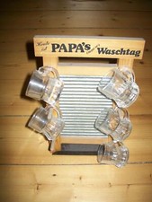 5 Schnapsstamperl/Schnapsgläser mit Griff am Waschbrett