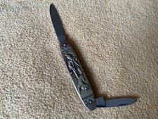 Vintage Taschenmesser Messing JAGDMOTIV SOLINGEN Toledoart MADE IN GERMANYselten