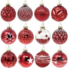 Weihnachtskugeln Glas Rot 12er Set Christbaumschmuck Christbaumkugeln 6cm groß