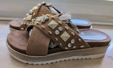 Andrea Sabatini Sandalen Sandaletten Gr. 39 Braun Gold Leder