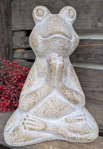 Yoga frosch aus zement - yoga,