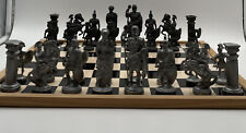 Schach Schachbrett Damenbrett mit Schachfiguren aus Zinn - 40 x 40 cm