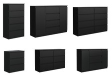Kommode Schwarz Matt Schubladen  - Sideboard Wohnzimmer - Schubladenschrank