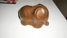 Spardose Art Deco alte Elefant Steingut 70er Jahre Keramik braun 14 x 9 x 8cm
