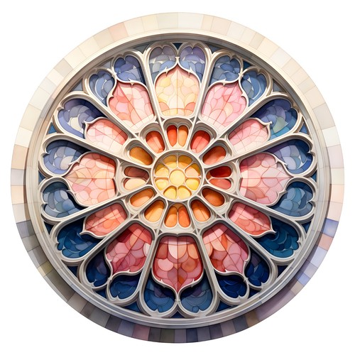 Sticker stained glass pink - 3x,