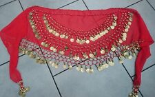 Profi BAUCHTANZ  Münzgürtel Hüfttuch Tanztuch Belly Dance  ROT/GOLD