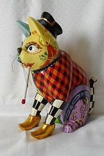 Tom`s Drag Art  Katze Jack neuwertig Vitrinenobjekt  28 cm x 23 cm Handbemalt