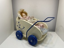 Sammler Puppe Porzellan 18 cm + Wagen 13 x 20 cm - Zustand siehe Fotos