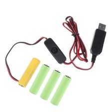 6V AA Dummy Battery Adapter USB Power Supply Cable Replace 4x 1.5V AA Battery