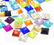 750Stk Acryl-Kristalle Nähe Quadratisch Strasssteine Nähdekoration DIY Y61