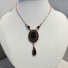 Granat Granatschmuck Collier Halskette Vintage Silber 925/- antik vergoldet