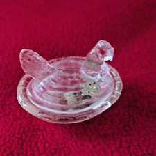 Kinder Kaufladen Glashuhn Glasdose mit Deckel mit drei Eiern uralt  Vintage