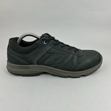 Ecco Light IV Schwarz Leder Freizeit Derby Sport Walking Turnschuhe Schuhe EU41 UK7