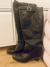 Damen Stiefel Schwarz Leder