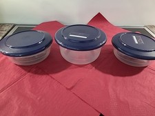 3 Tupperware Tafelperle  Schüssel transparent  Deckel Blau 