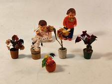Lot Puppenstube Blumenkasten Blume Puppe Deko Blumentopf Vase Orchidee um 1960