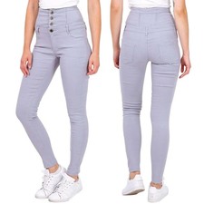 Damen 4 Knopf Skinny Jeans