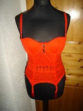 Sexy Aubade Paris Corsage mit Strapsen Feuerrot Spitze Korsett Gr. 75 Neu