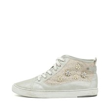 Mustang Damen Strass Sneaker Weiß Beige Synthetik Mittel Used High Top EU 40