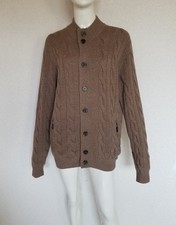 Otto Kern super weiche 100% Kaschmir Strickjacke Zopfmuster Braun Stehkragen