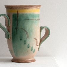 Hildegard Delius Zweihenkelvase Keramik handbemalt abstrakt Rheinsberg um 1928
